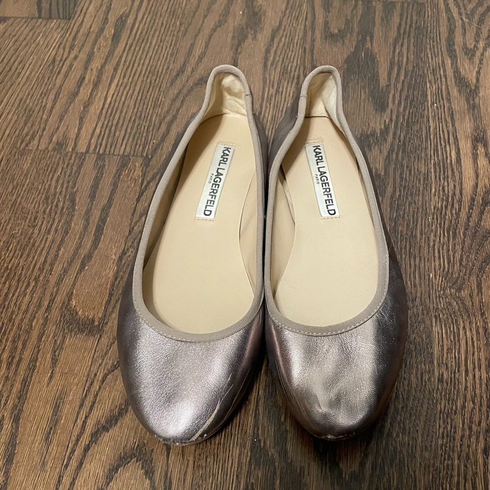 Karl Lagerfeld Bronze Flats - 7